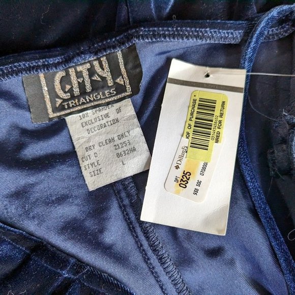 NWT Vintage 90s y2k City Triangles Velvet Dress Blue Beaded Empire Waist Siren L - Picture 8 of 8